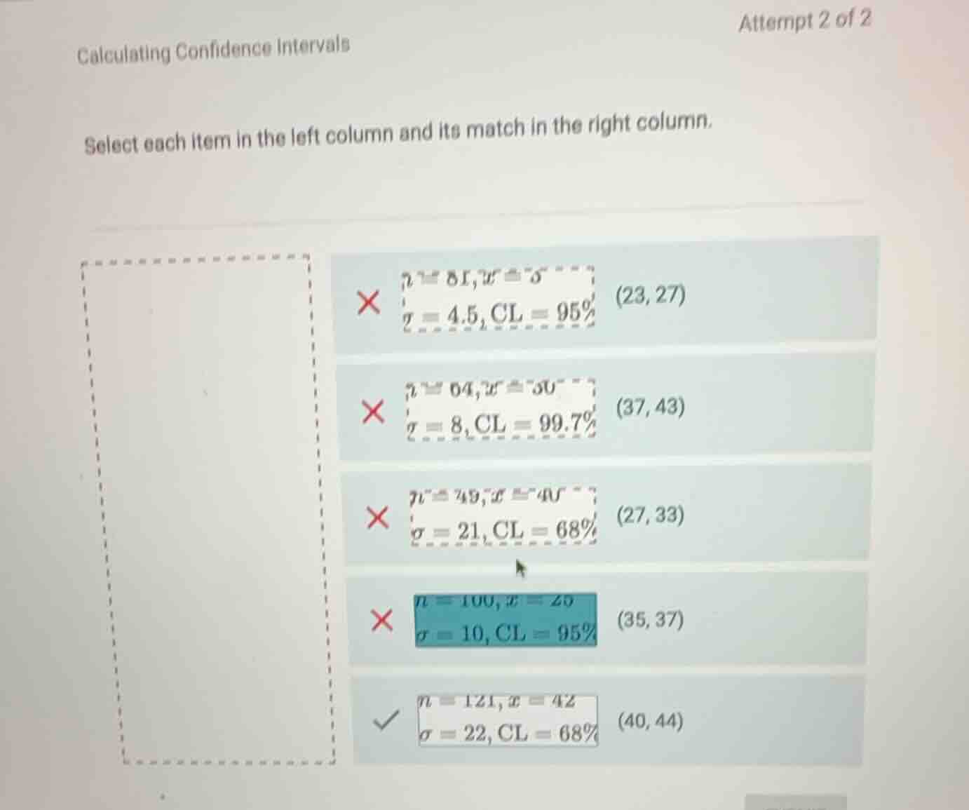 calculating confidence intervals attempt 2 of 2 select each item in the…