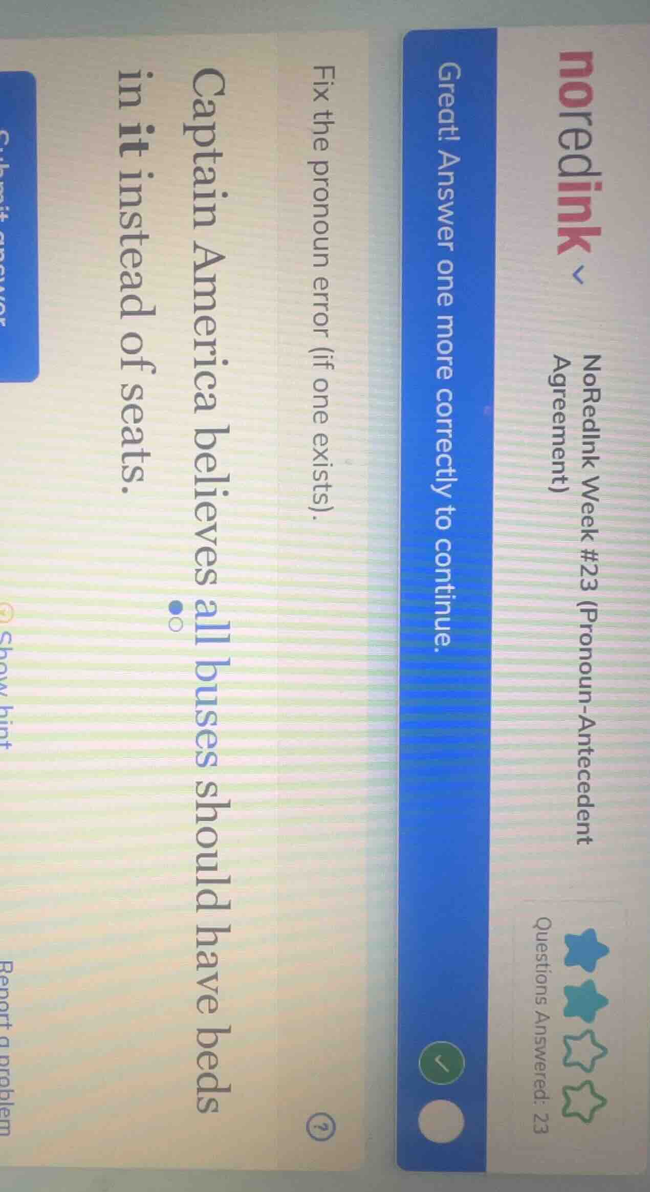 noredinknoredink week #23 (pronoun-antecedent agreement)questions answe…