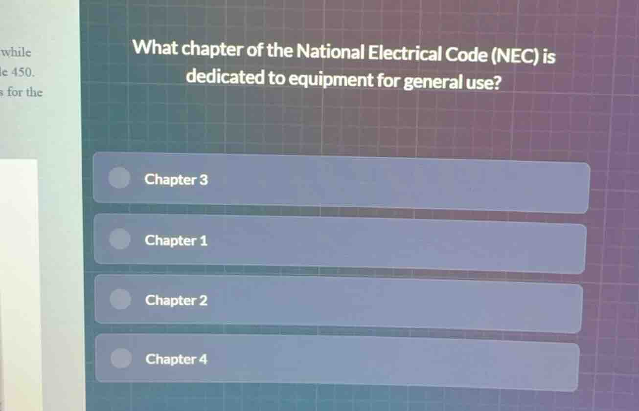 what chapter of the national electrical code (nec) is dedicated to equi…