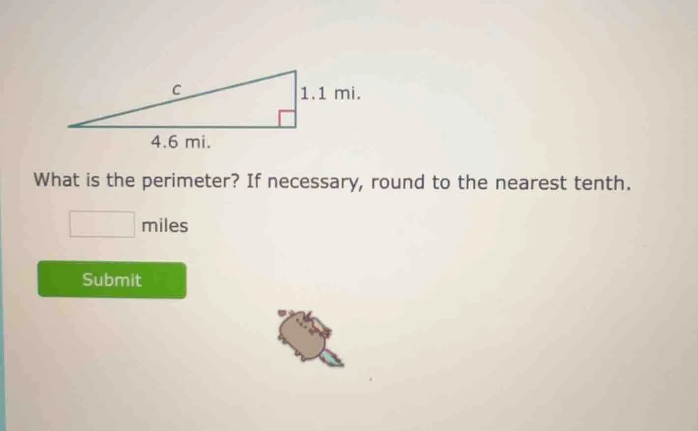 what is the perimeter? if necessary, round to the nearest tenth. miles