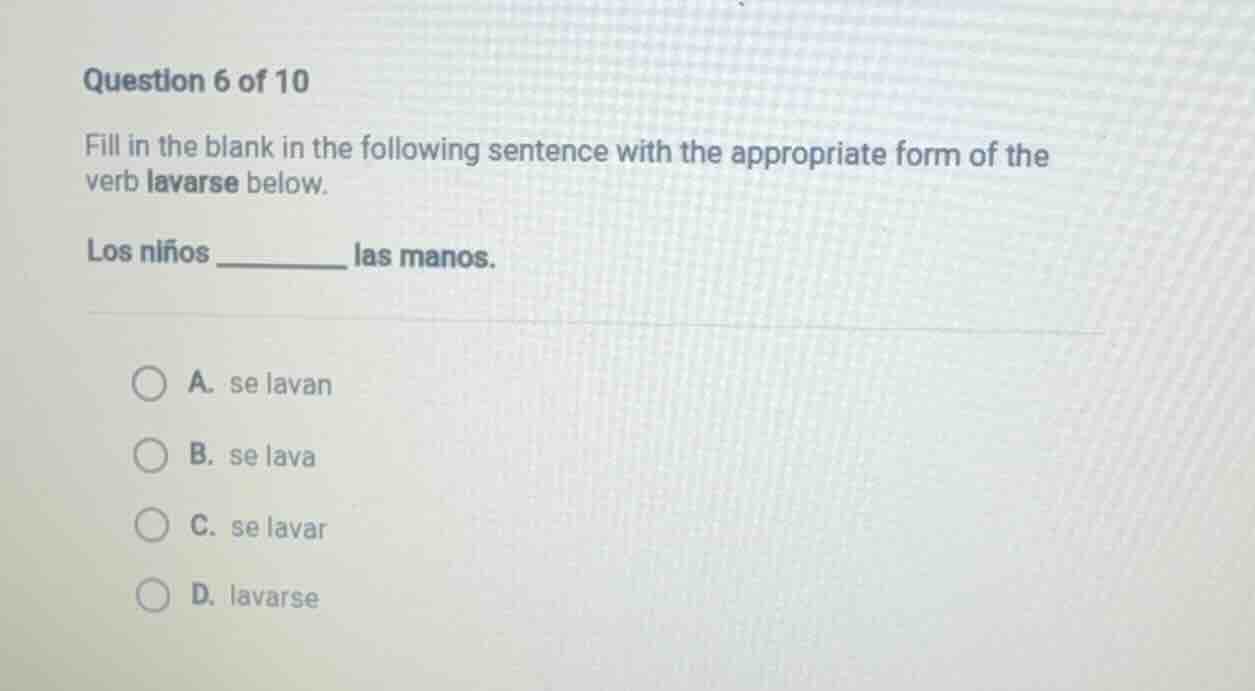 question 6 of 10 fill in the blank in the following sentence with the a…