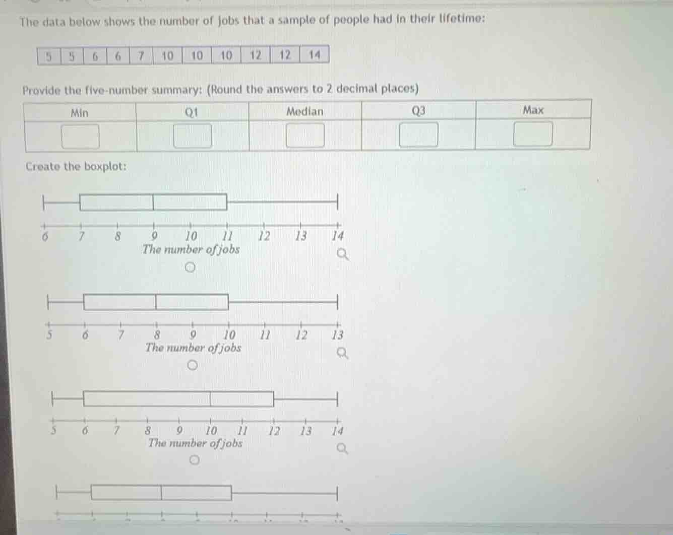 the data below shows the number of jobs that a sample of people had in …
