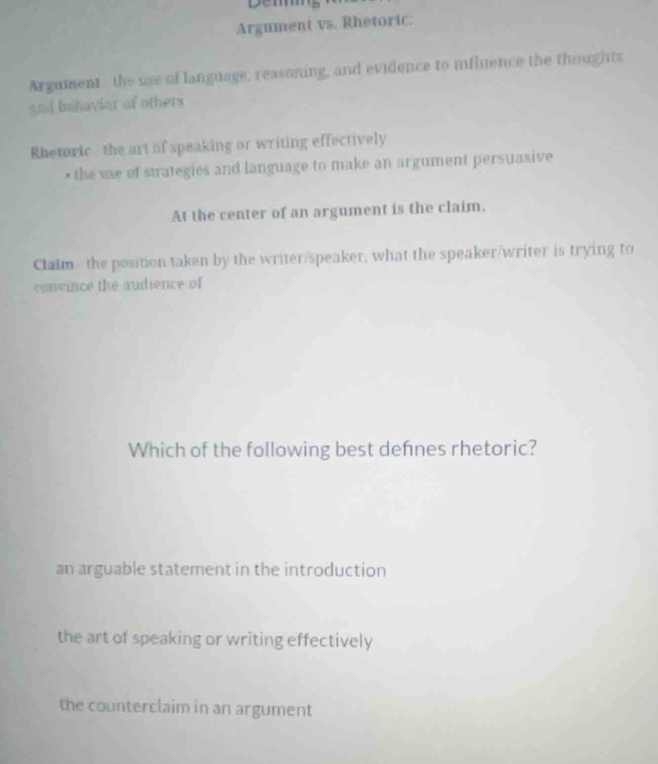 argument vs. rhetoric:argument: the use of language, reasoning, and evi…