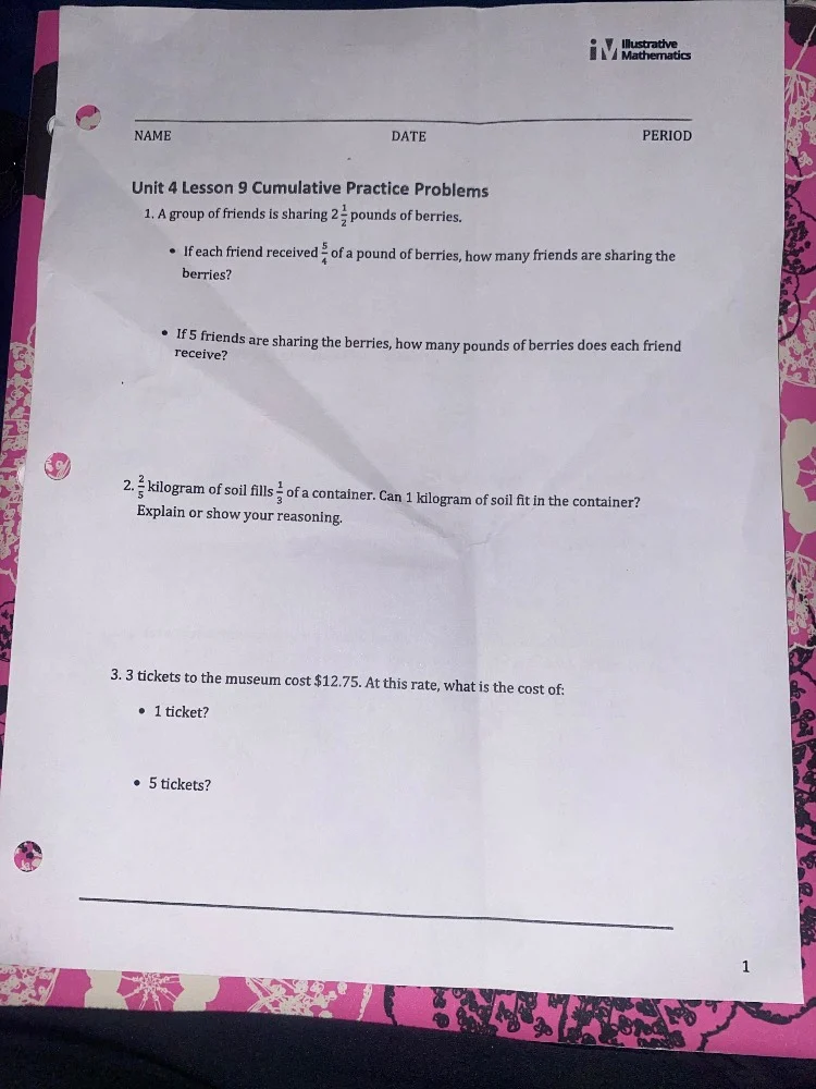 name date period unit 4 lesson 9 cumulative practice problems 1. a grou…