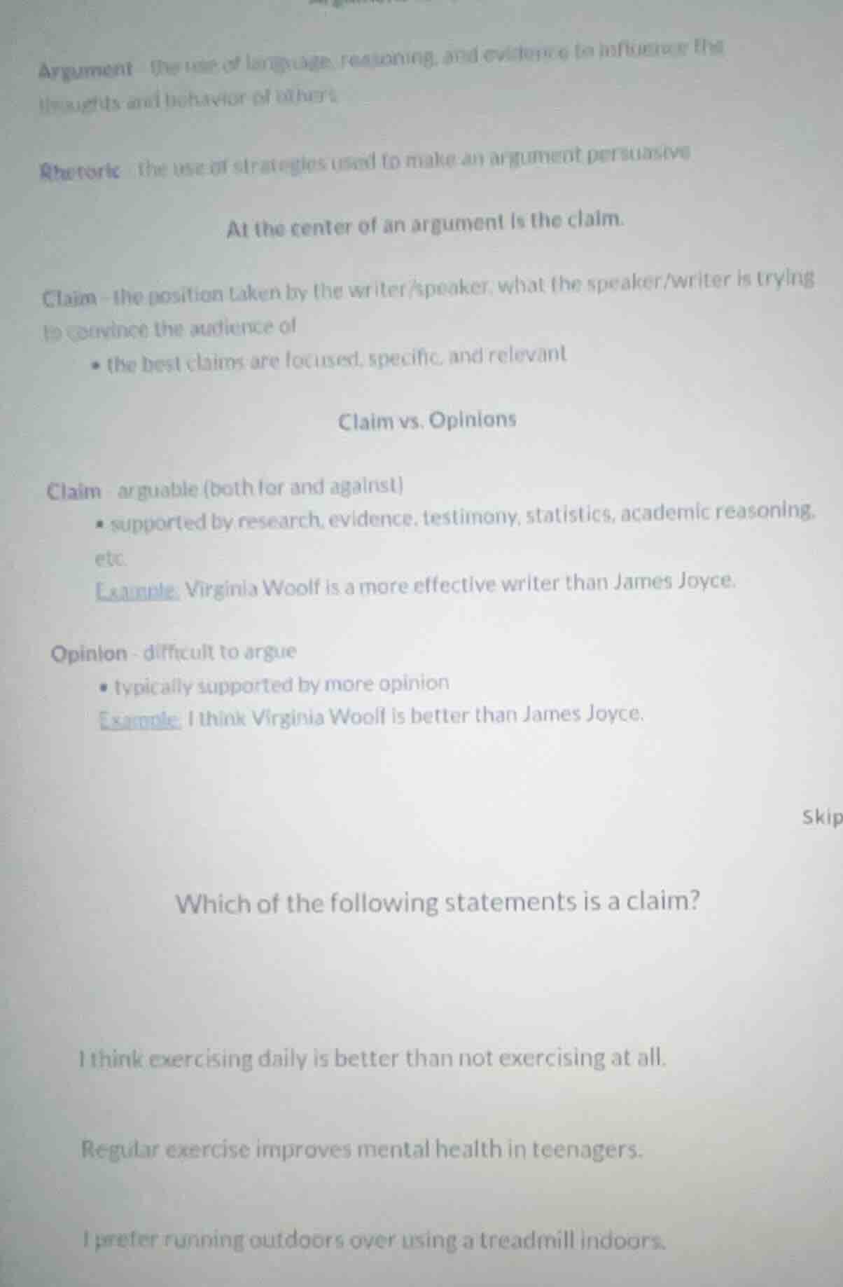argument: the use of language, reasoning, and evidence to influence the…