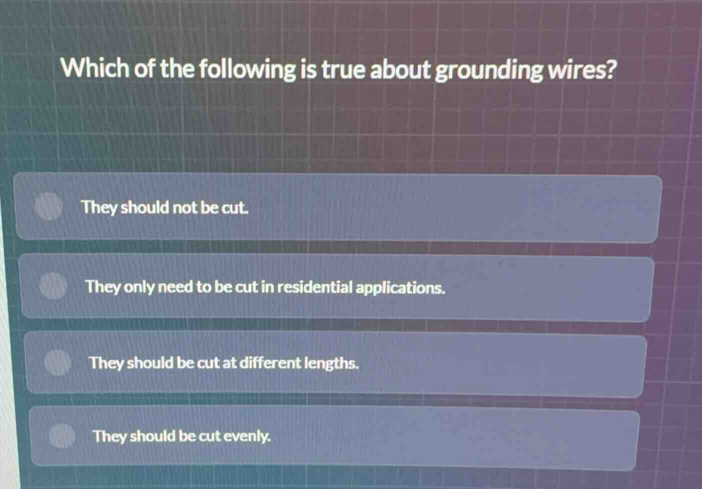 which of the following is true about grounding wires? they should not b…