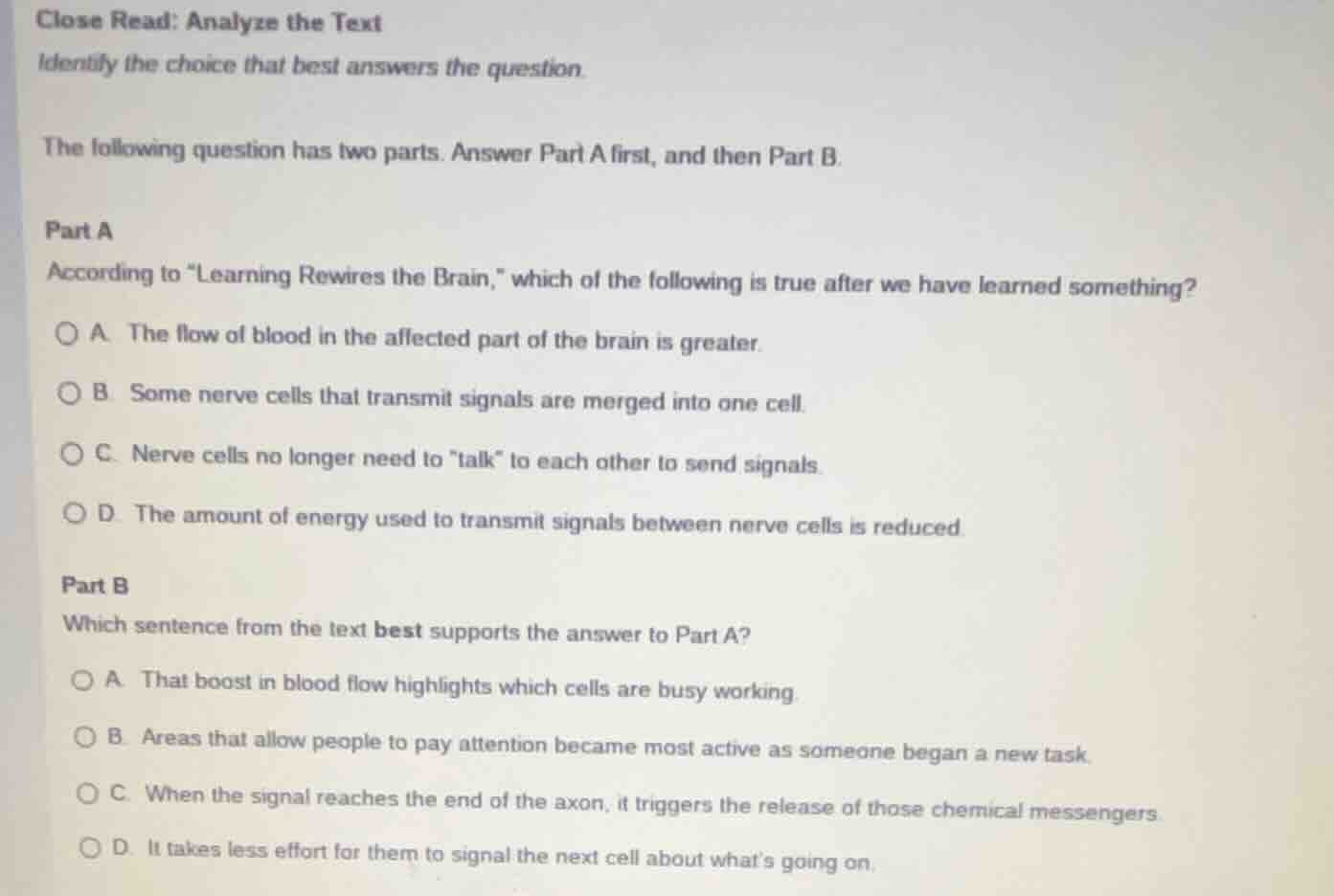 close read: analyze the text identify the choice that best answers the …