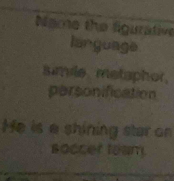 name the figurative language simile, metaphor, personification he is a …