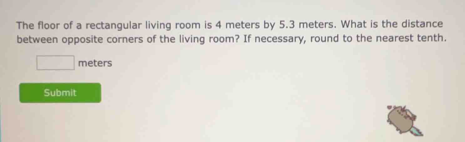 the floor of a rectangular living room is 4 meters by 5.3 meters. what …