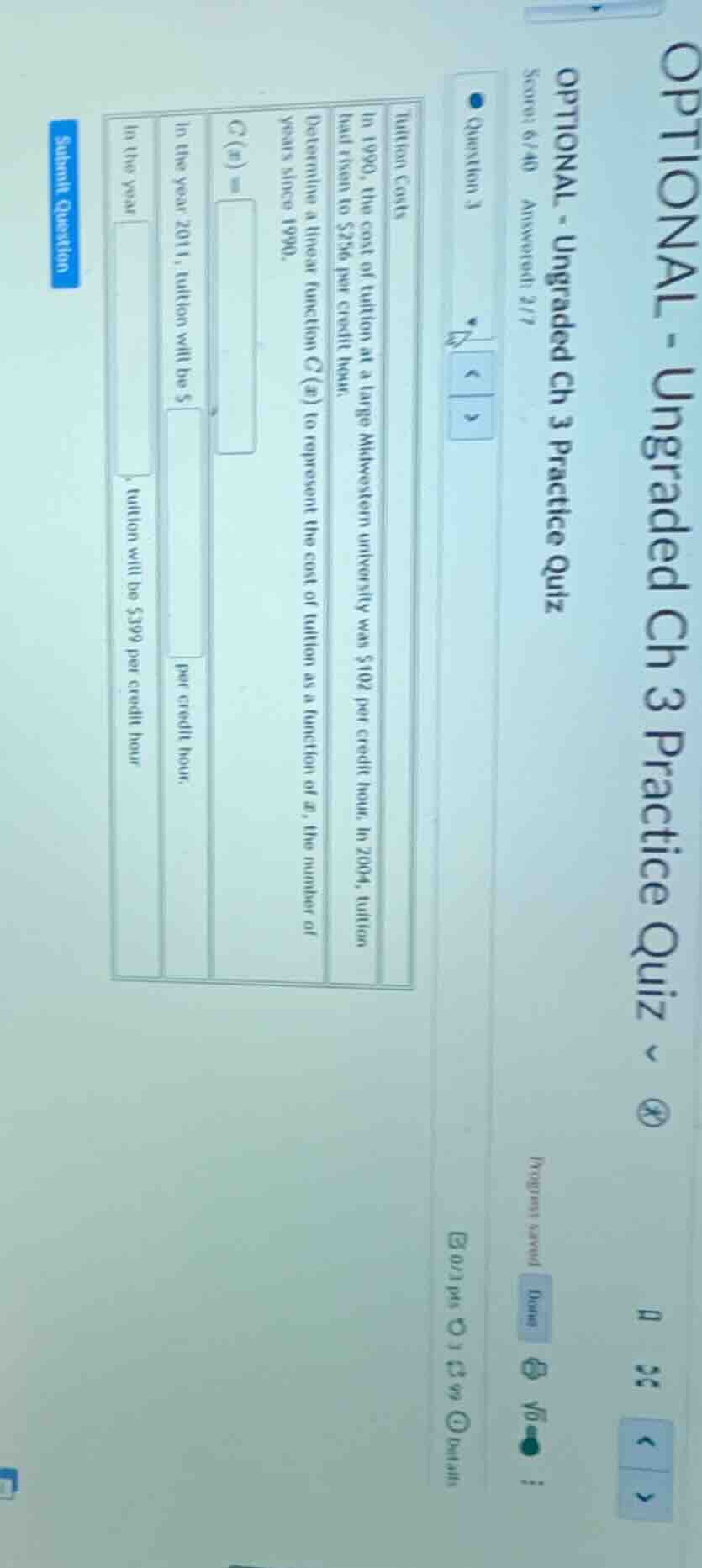 optional - ungraded ch 3 practice quizscore: 6/40 answered: 2/7question…
