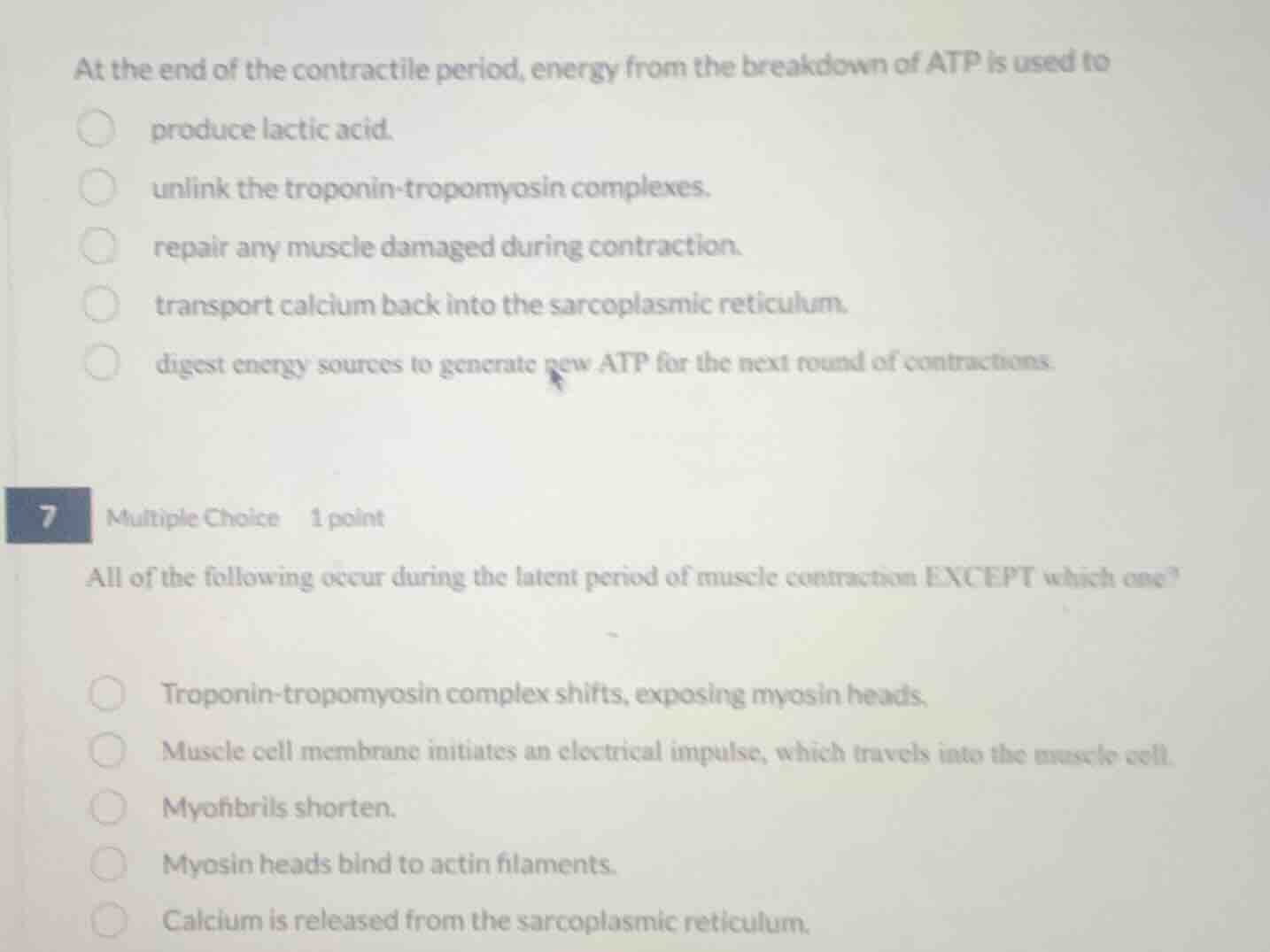 at the end of the contractile period, energy from the breakdown of atp …
