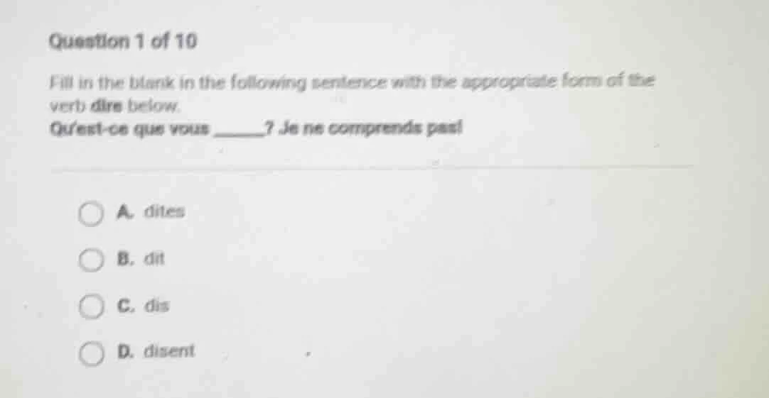 question 1 of 10 fill in the blank in the following sentence with the a…