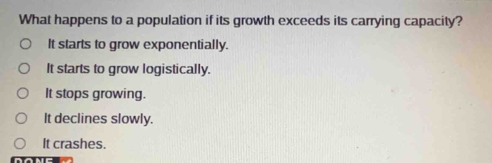 what happens to a population if its growth exceeds its carrying capacit…