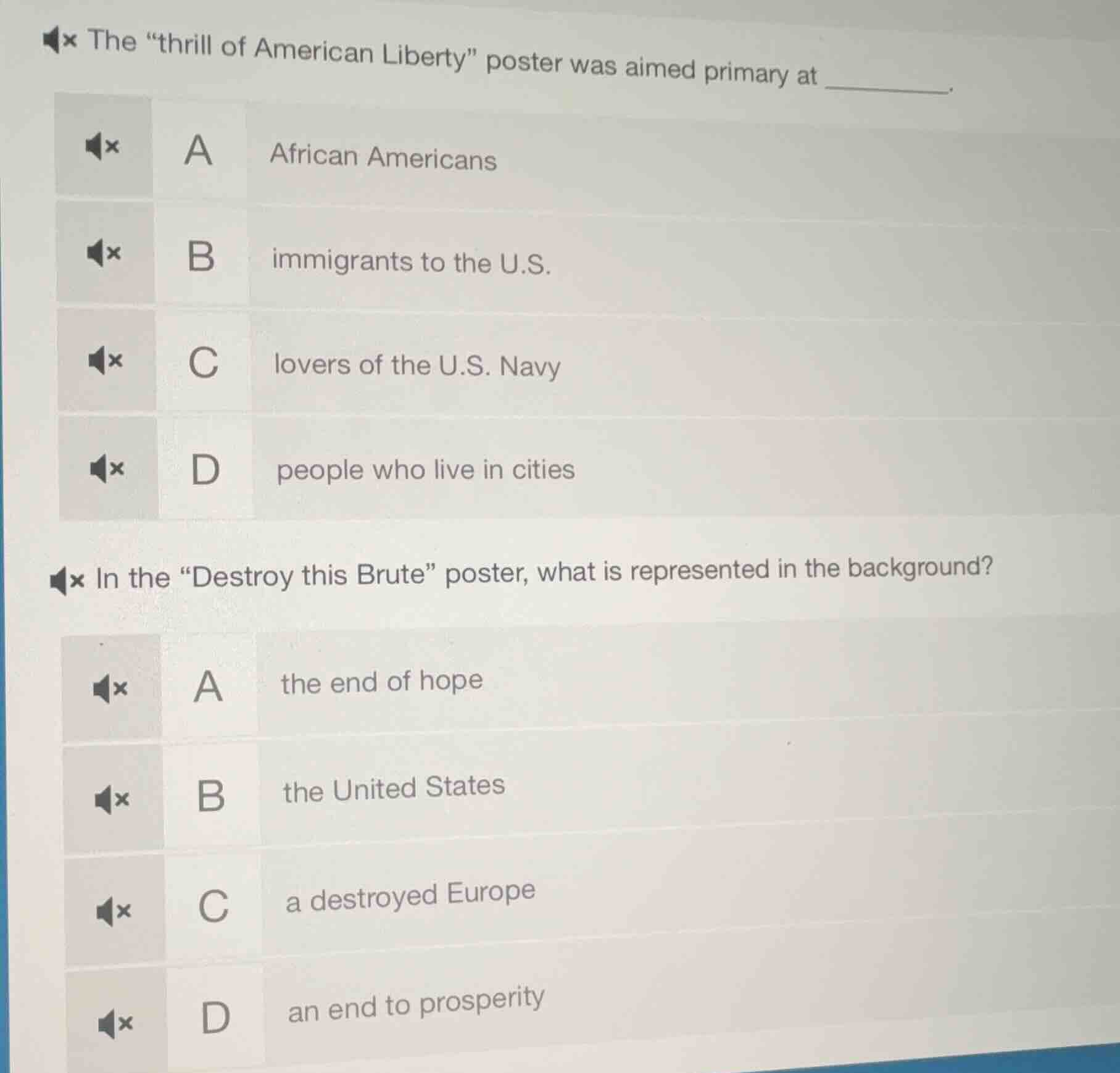 the \thrill of american liberty\ poster was aimed primary at _______. a…