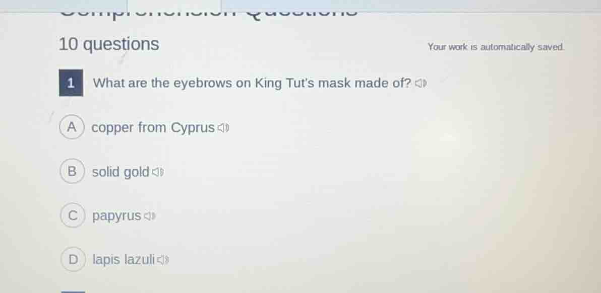 10 questions your work is automatically saved. 1 what are the eyebrows …