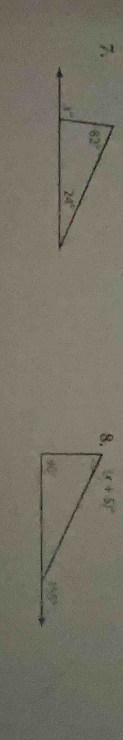 7. in the triangle, the angles are $x^\\circ$, $82^\\circ$, $24^\\circ$…