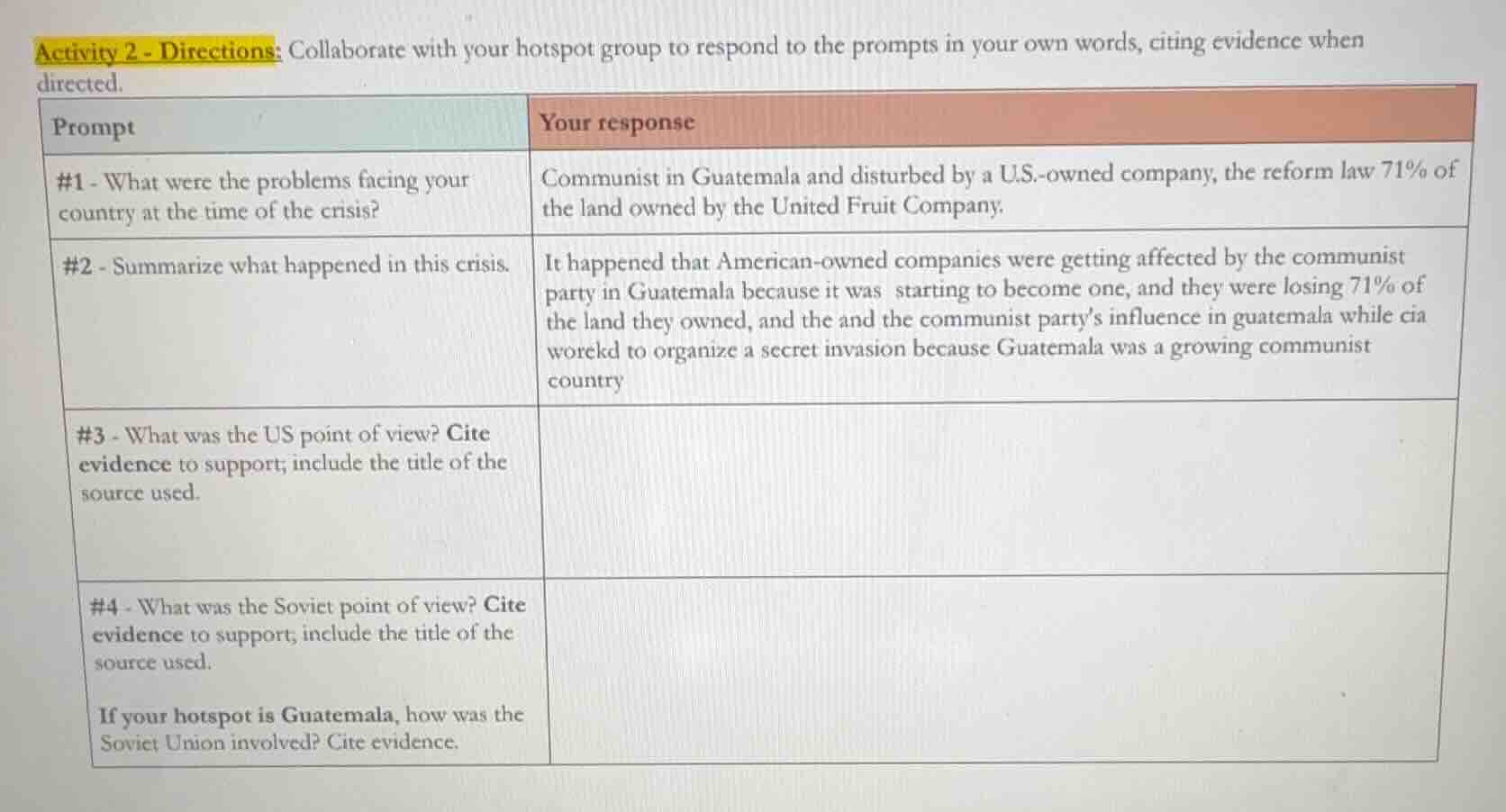 activity 2 - directions: collaborate with your hotspot group to respond…