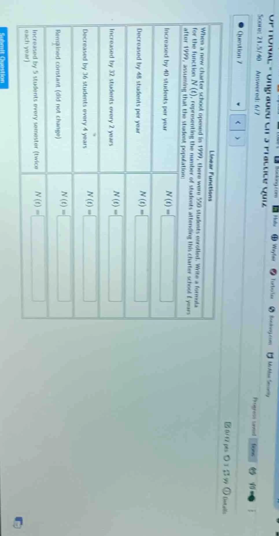 question 7 linear functions when a new charter school opened in 1999, t…