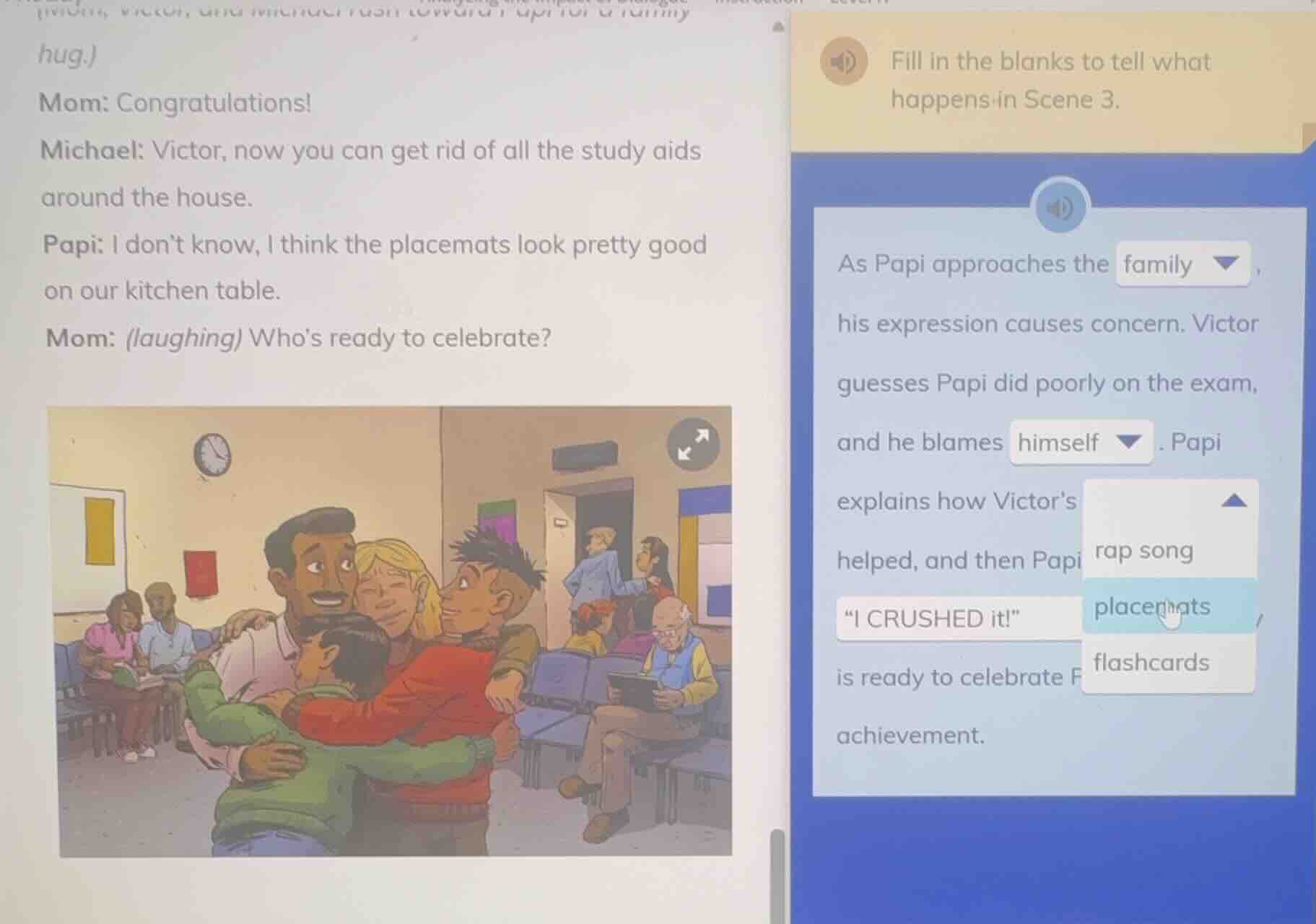 hug.) mom: congratulations! michael: victor, now you can get rid of all…