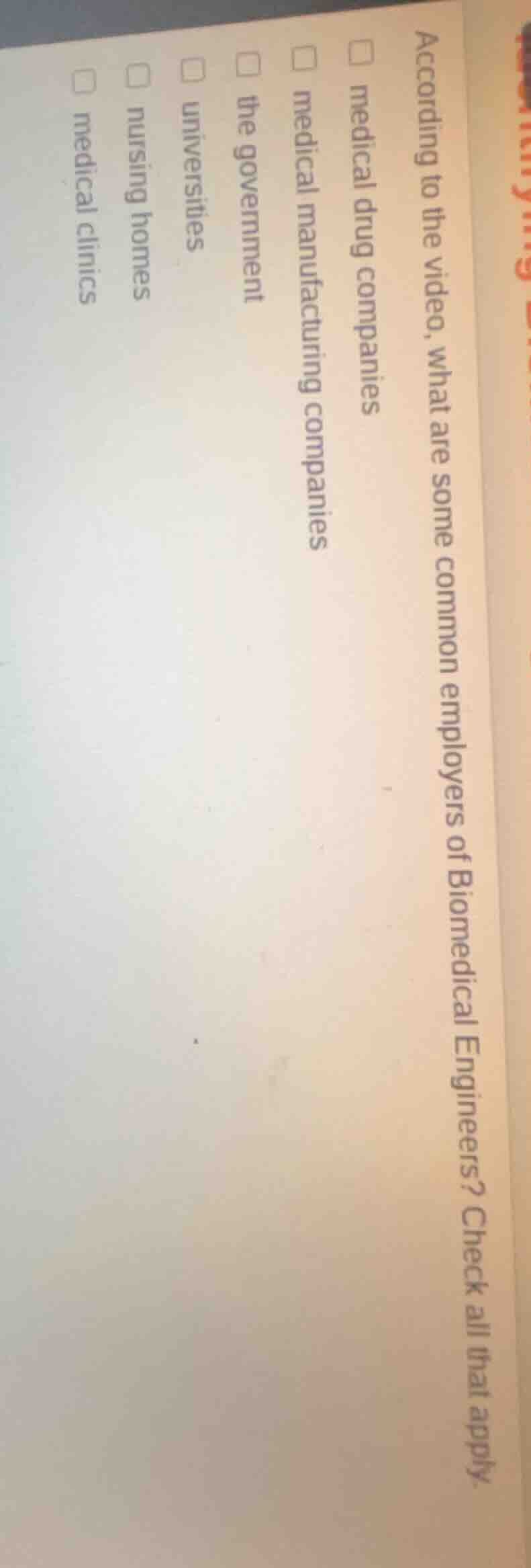 according to the video, what are some common employers of biomedical en…