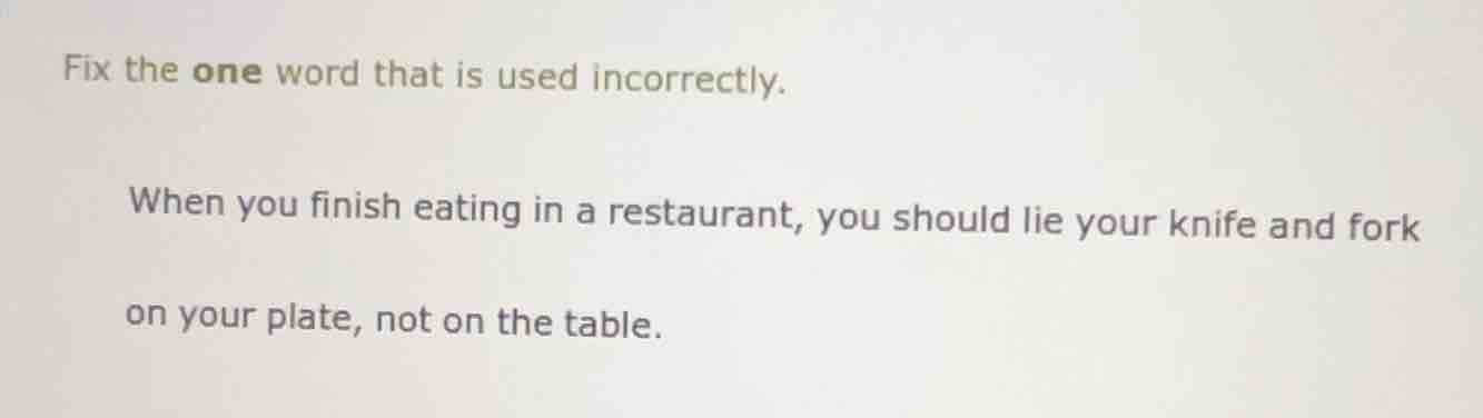 fix the one word that is used incorrectly. when you finish eating in a …