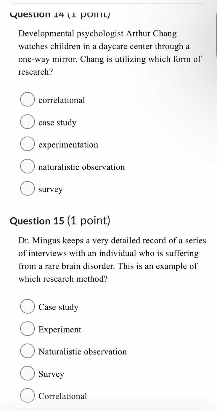 question 14 (1 point)developmental psychologist arthur chang watches ch…