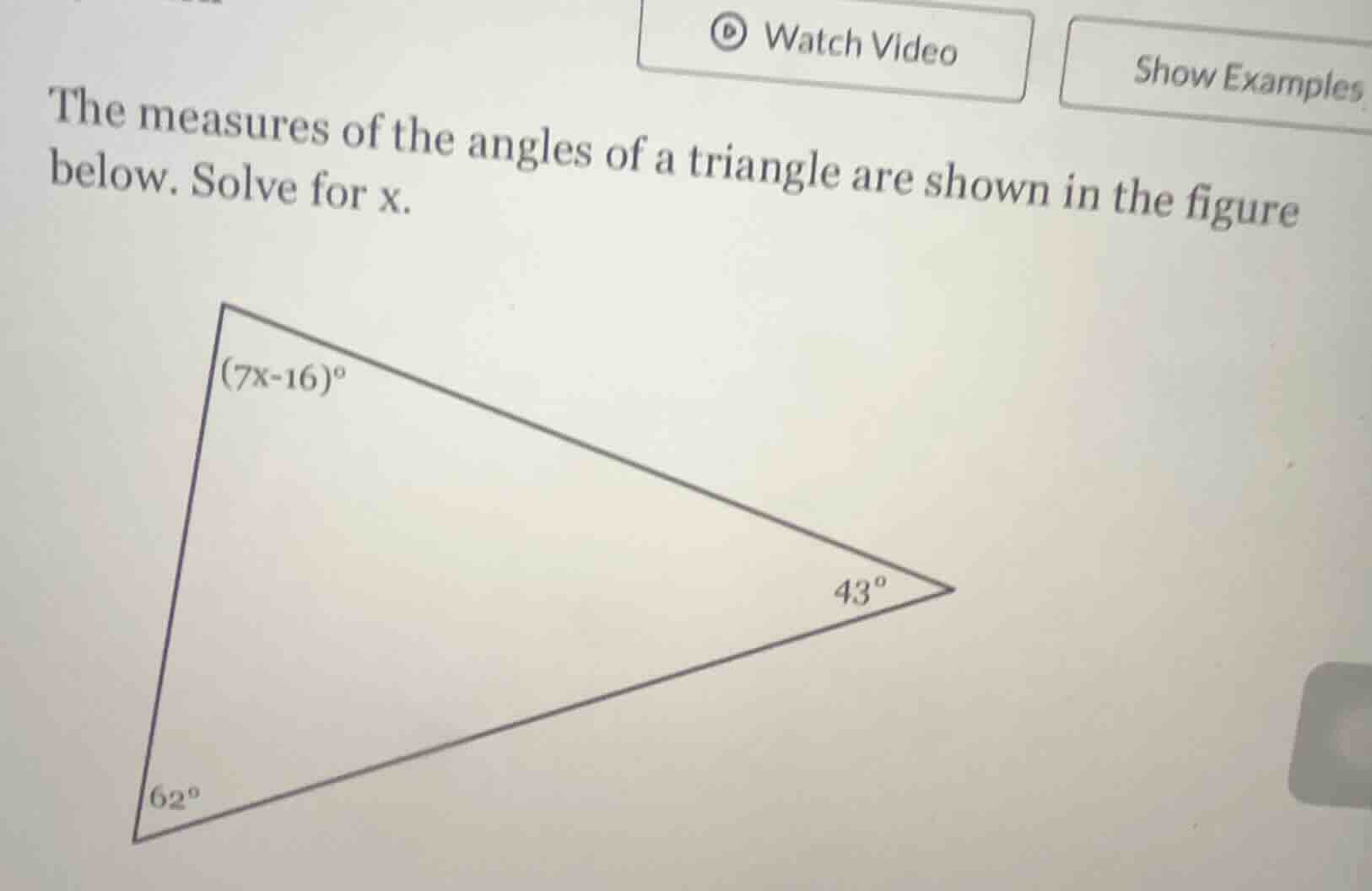 the measures of the angles of a triangle are shown in the figure below.…