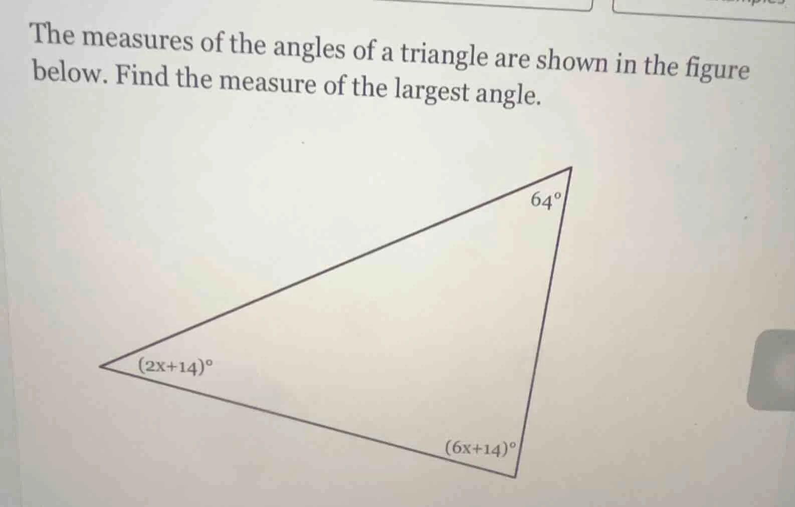 the measures of the angles of a triangle are shown in the figure below.…