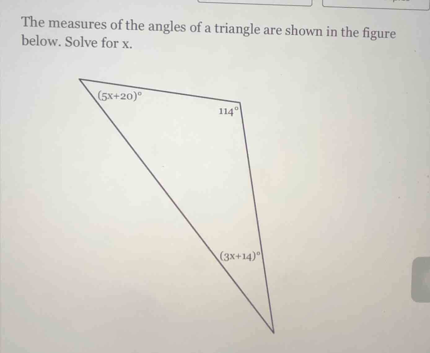 the measures of the angles of a triangle are shown in the figure below.…