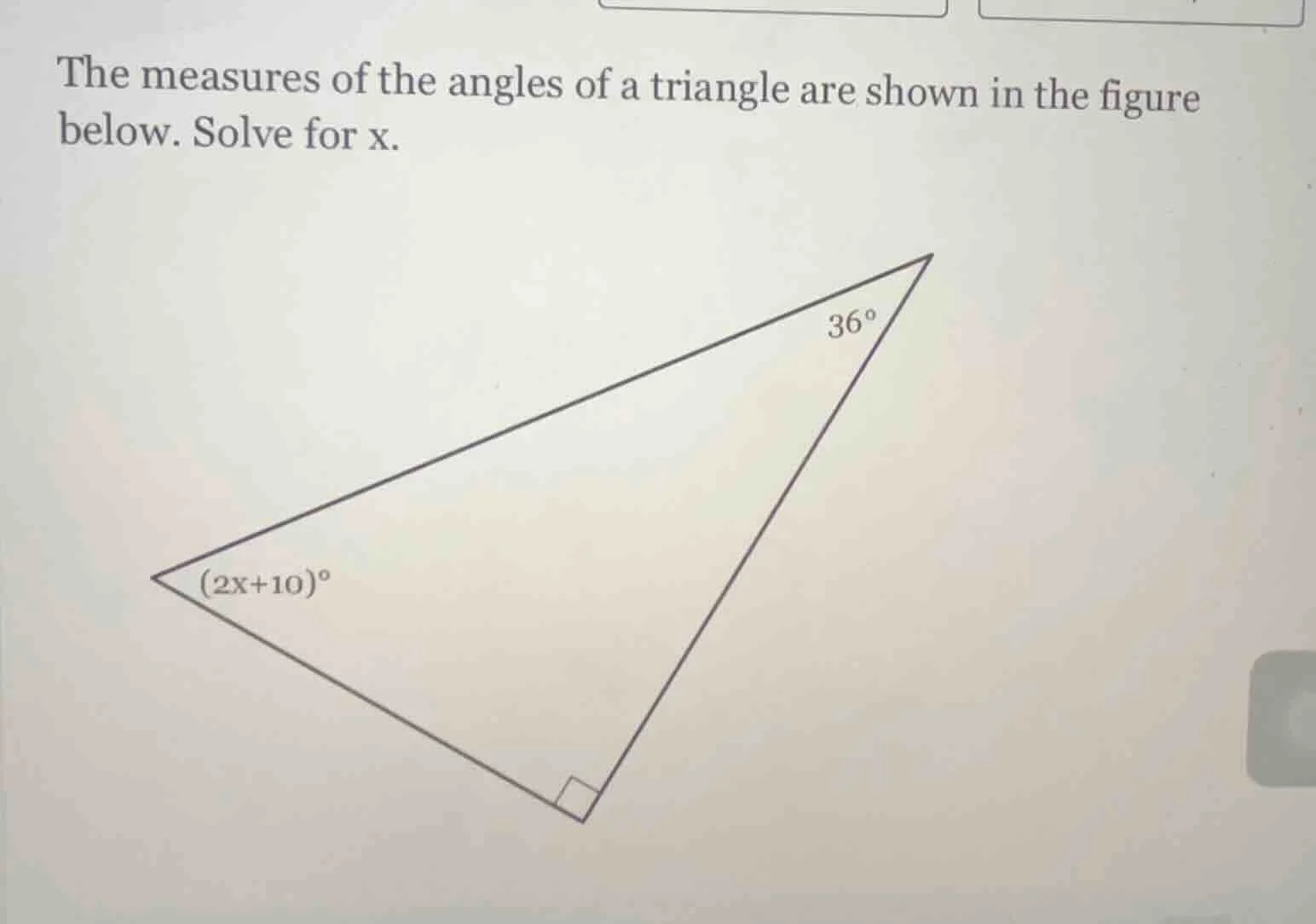 the measures of the angles of a triangle are shown in the figure below.…