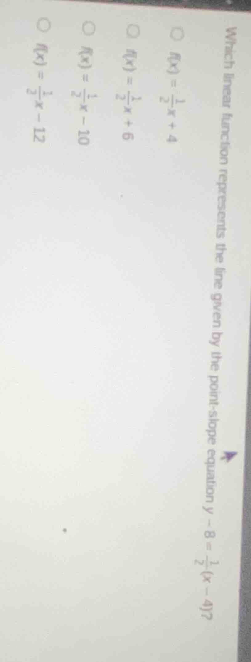 which linear function represents the line given by the point-slope equa…