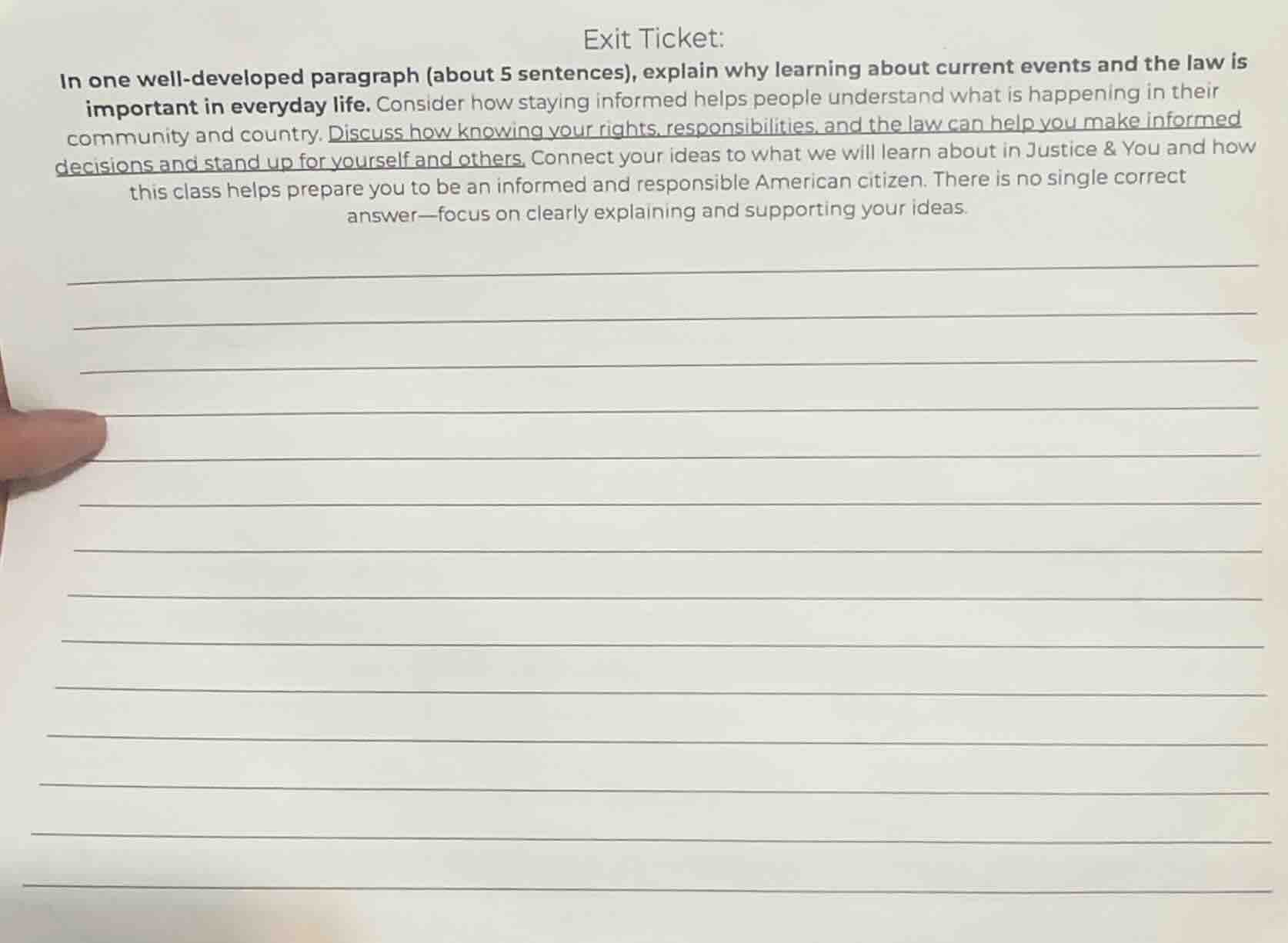 exit ticket: in one well-developed paragraph (about 5 sentences), expla…