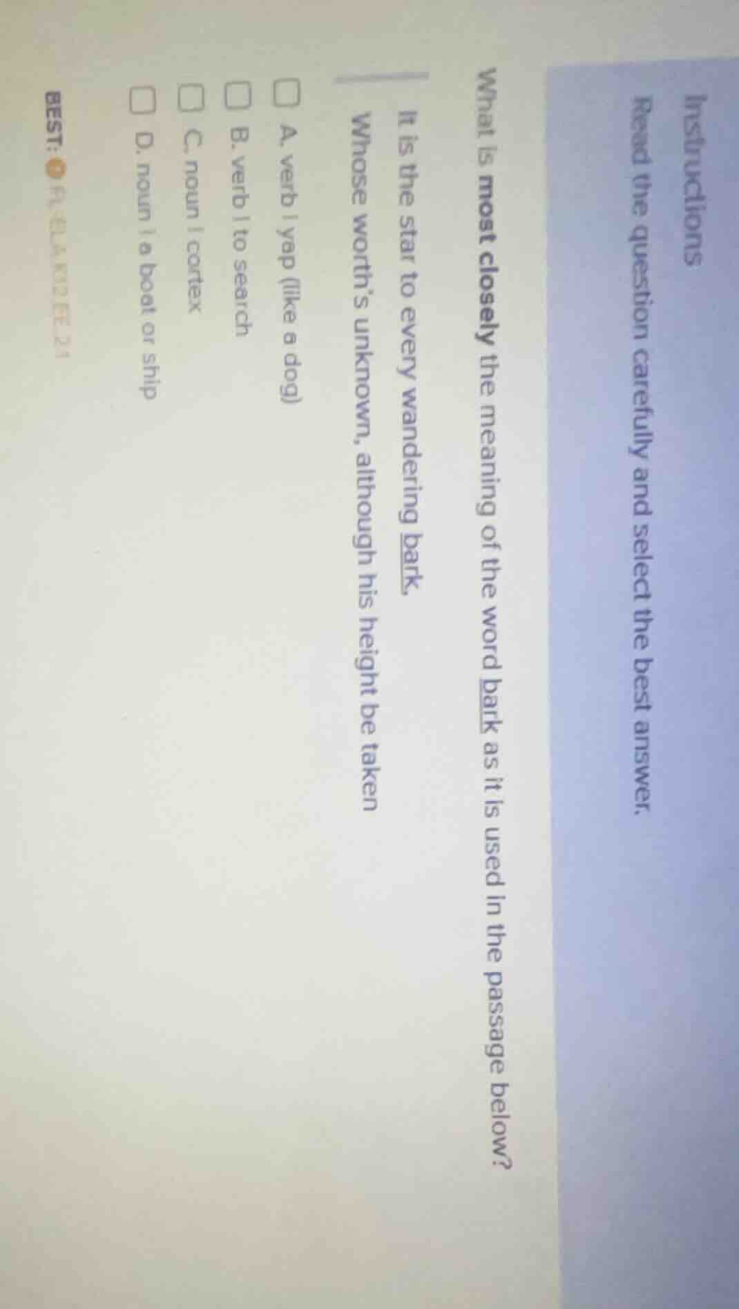 instructions read the question carefully and select the best answer. wh…
