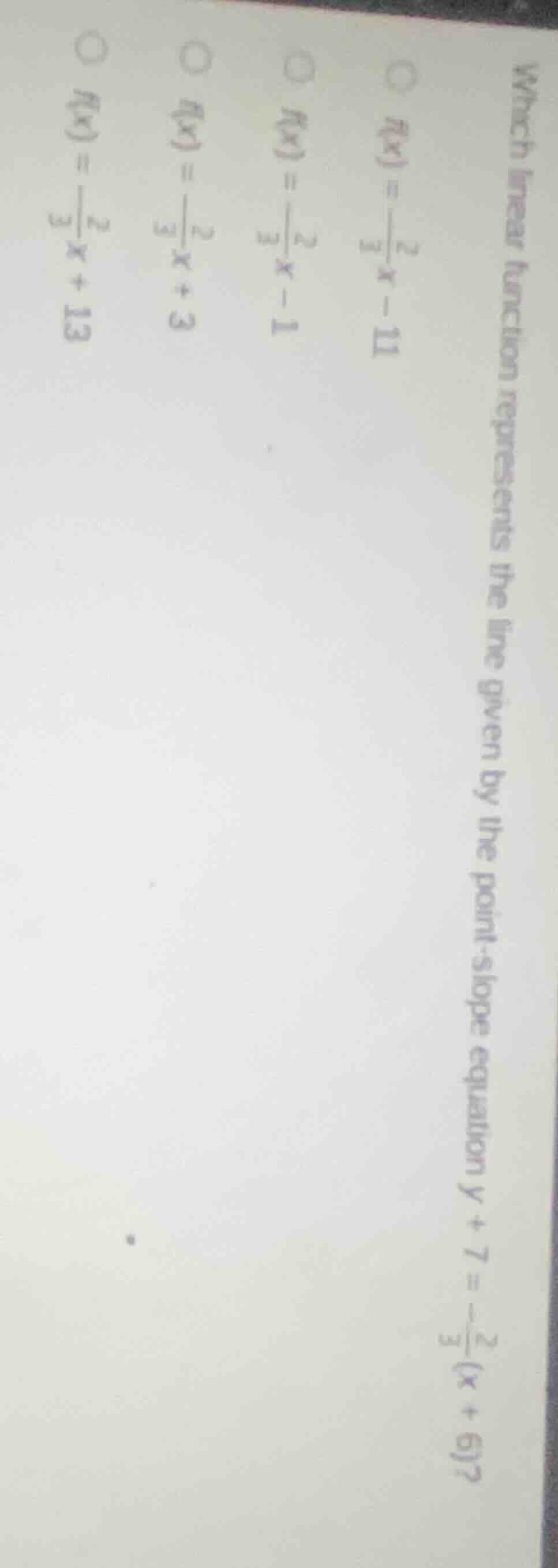 which linear function represents the line given by the point-slope equa…