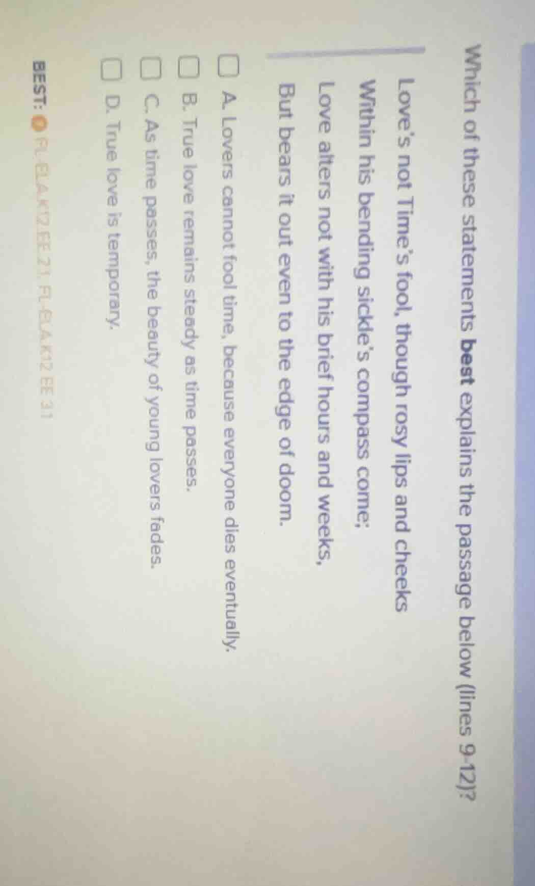 which of these statements best explains the passage below (lines 9-12)?…