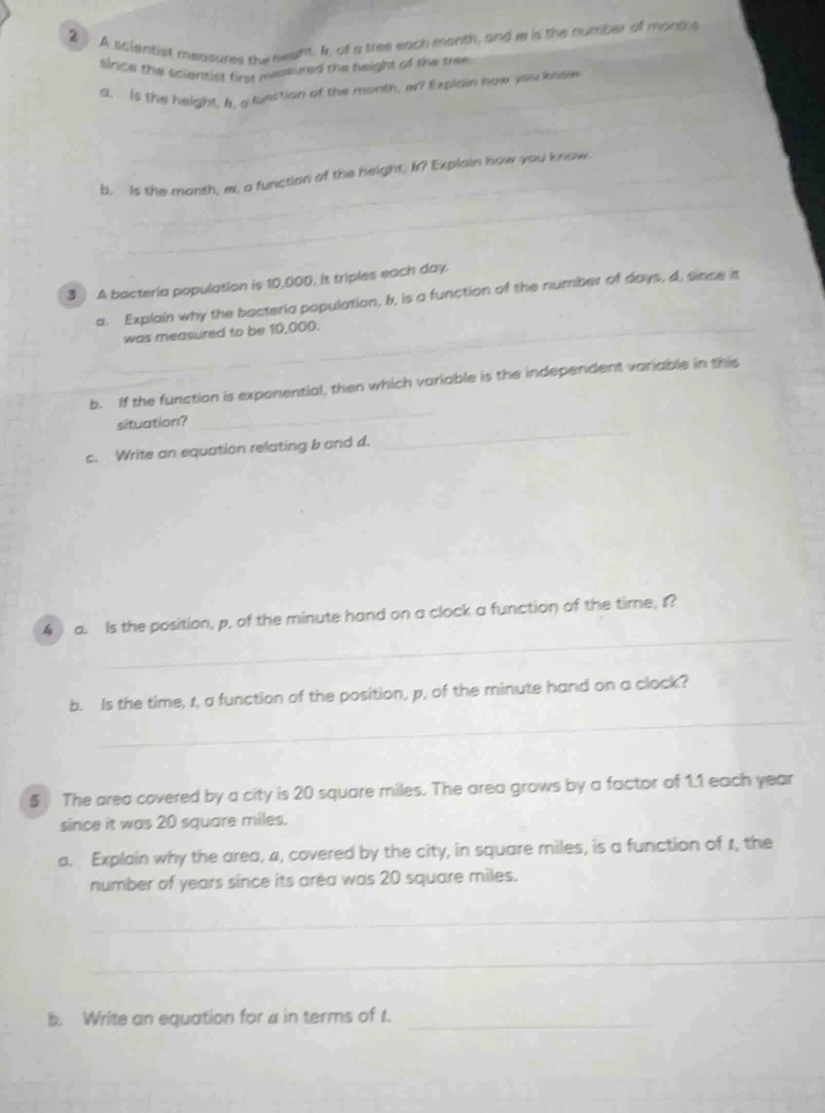 2 a scientist measures the height, $h$, of a tree each month, and $m$ i…