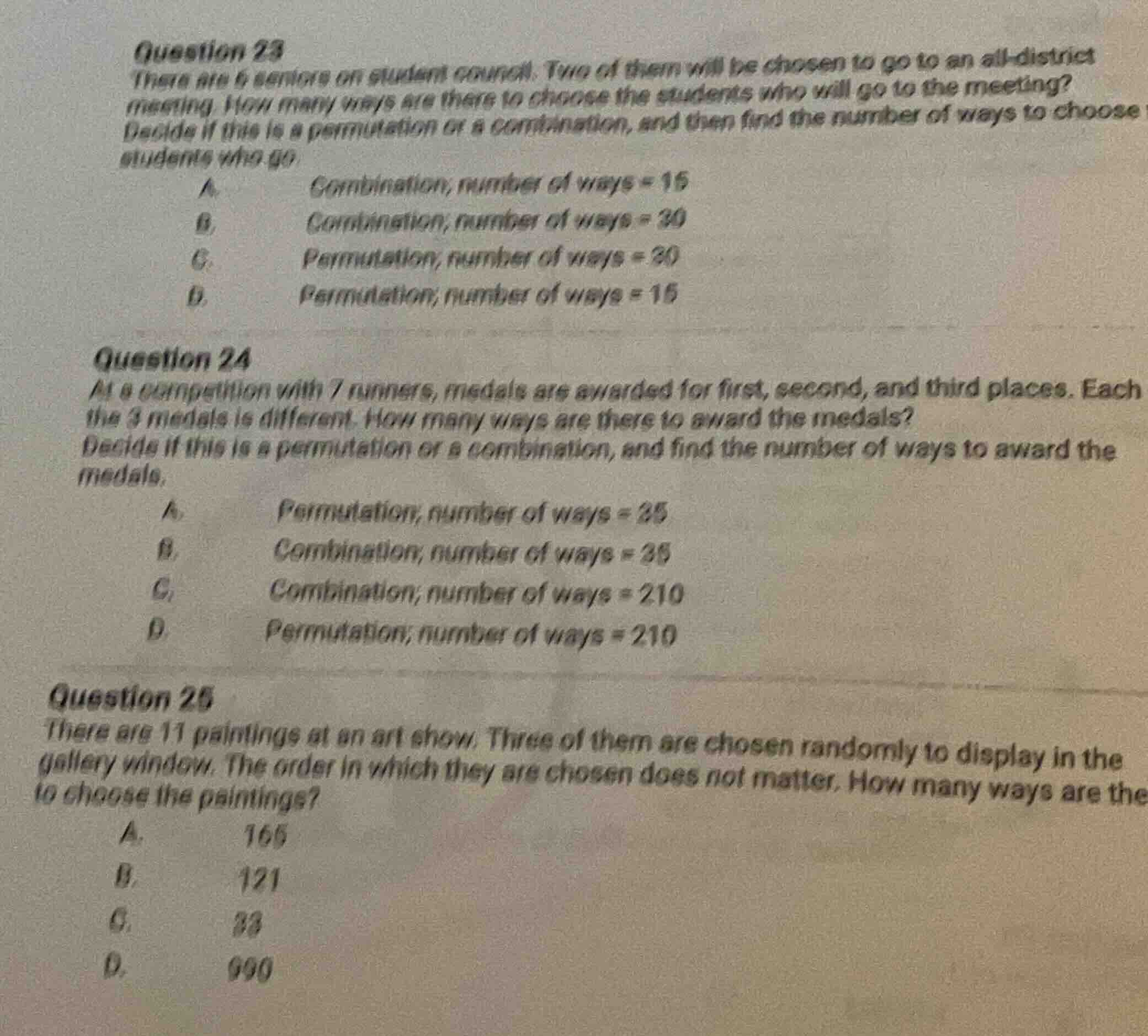 question 23 there are 6 seniors on student council. two of them will be…