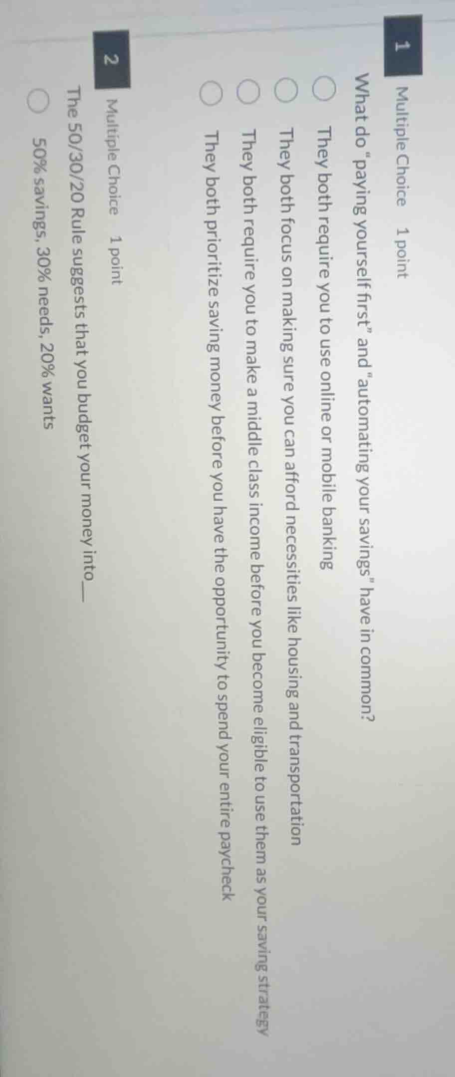 1 multiple choice 1 point what do \paying yourself first\ and \automati…