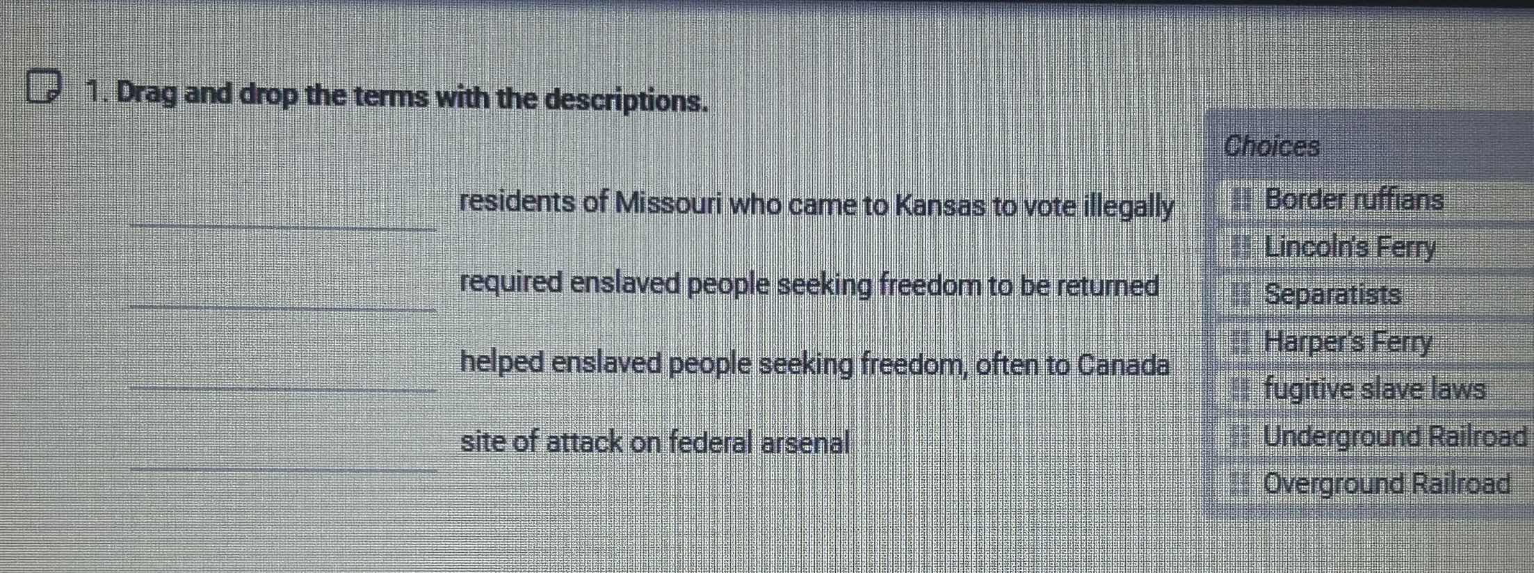 1. drag and drop the terms with the descriptions. residents of missouri…