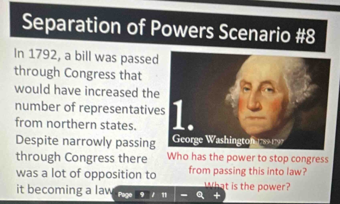 separation of powers scenario #8 in 1792, a bill was passed through con…