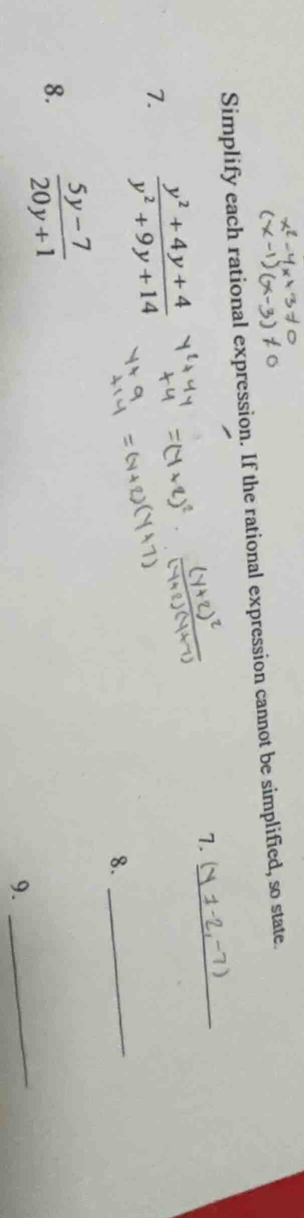 simplify each rational expression. if the rational expression cannot be…