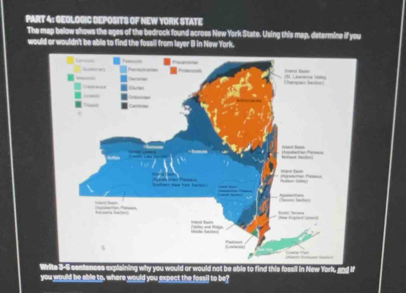 part 4: geologic deposits of new york state the map below shows the age…