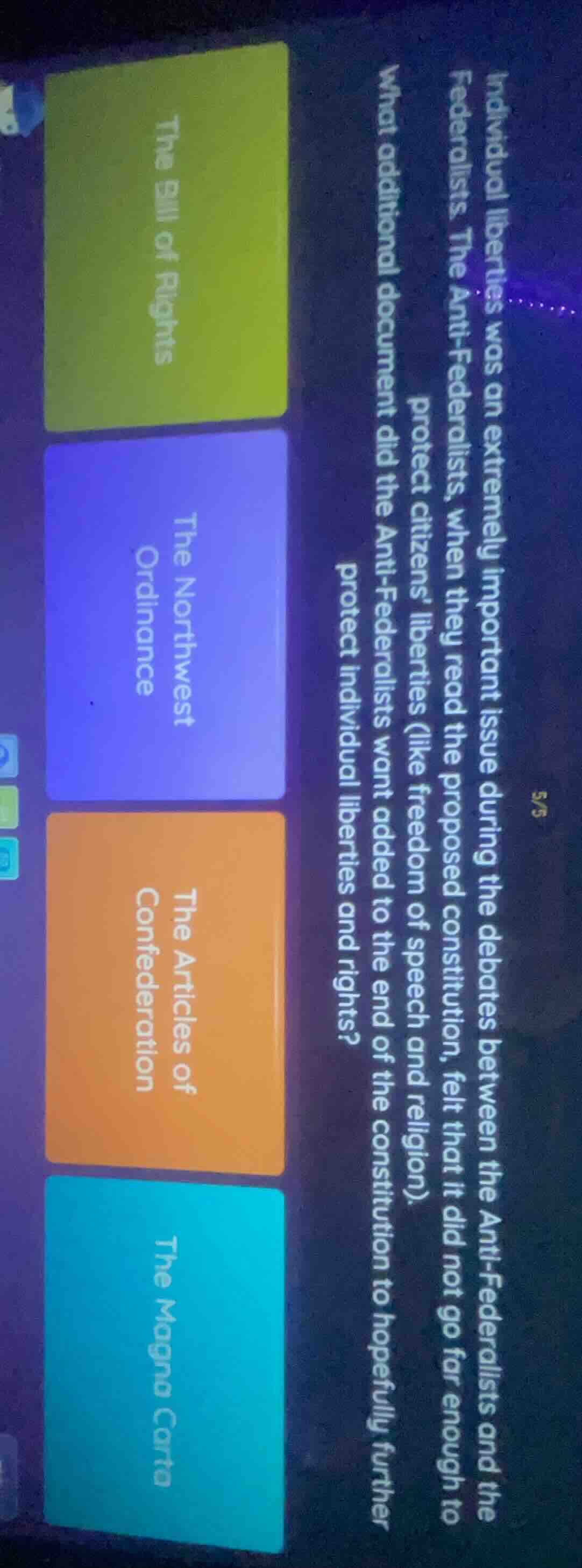 individual liberties was an extremely important issue during the debate…