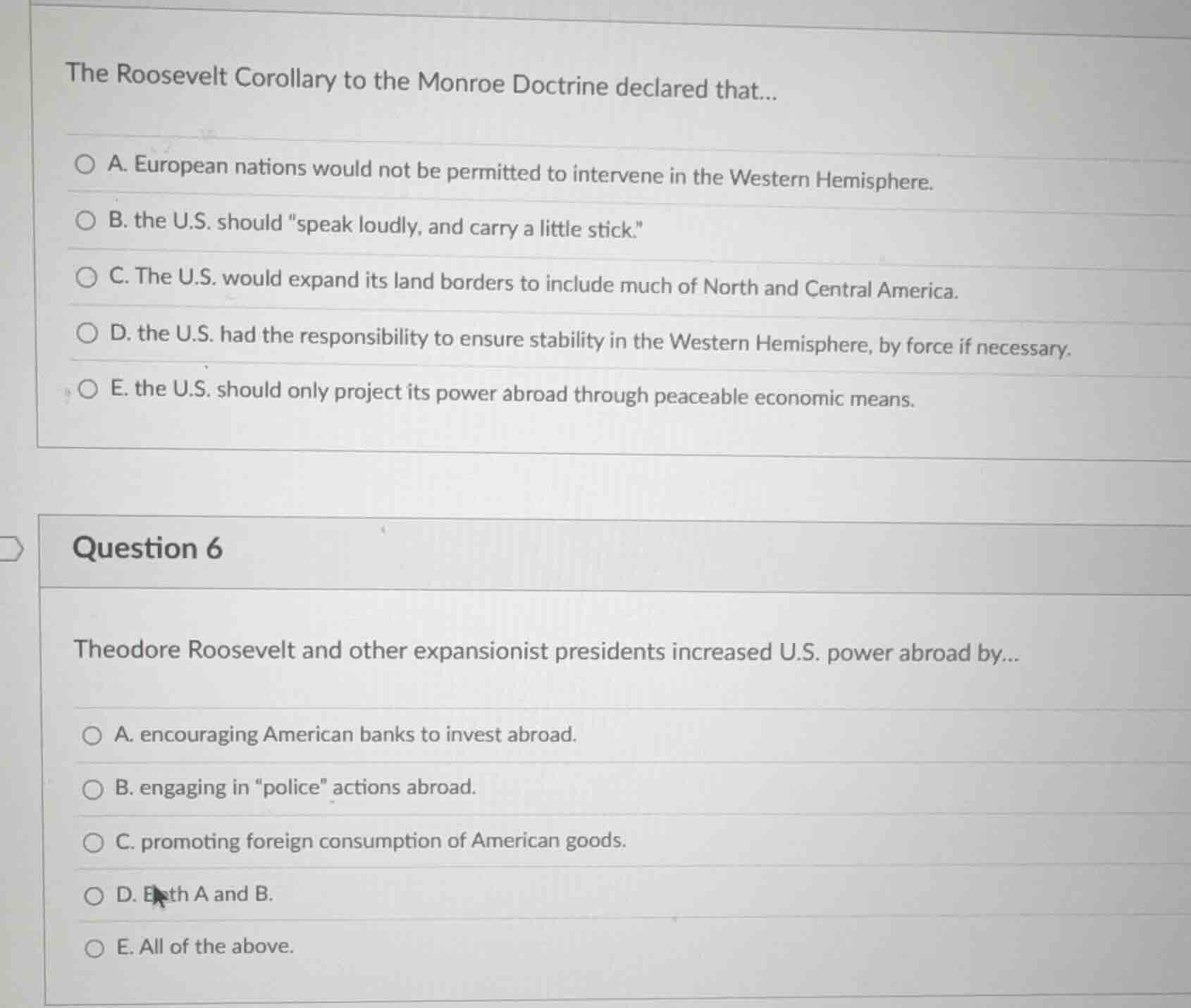 the roosevelt corollary to the monroe doctrine declared that... a. euro…