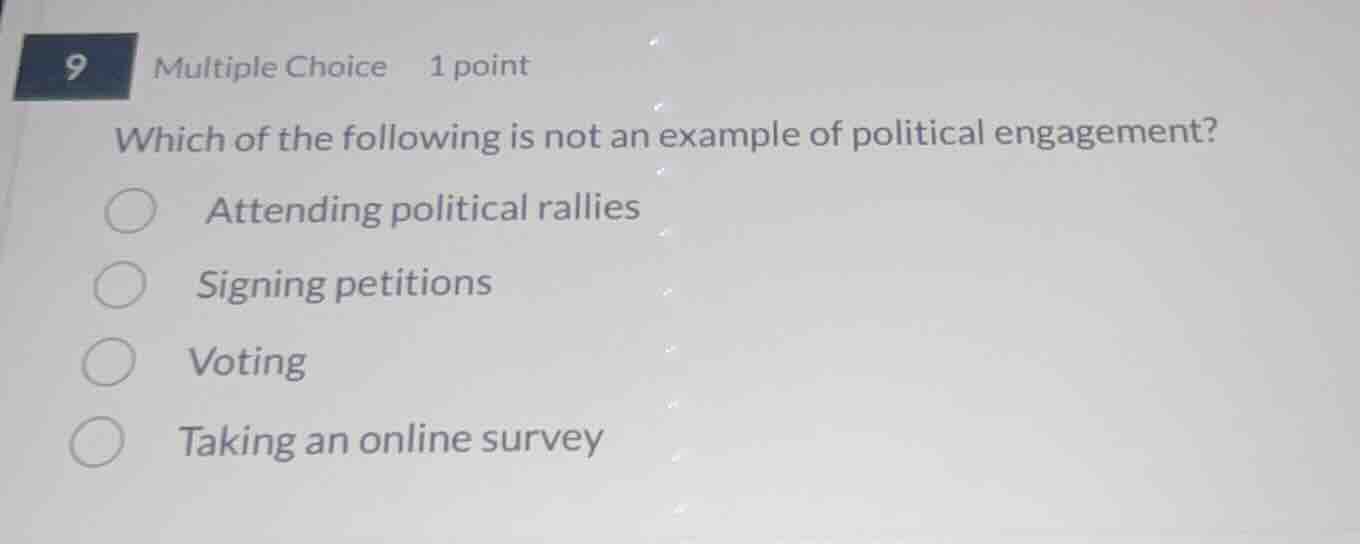 9 multiple choice 1 point which of the following is not an example of p…