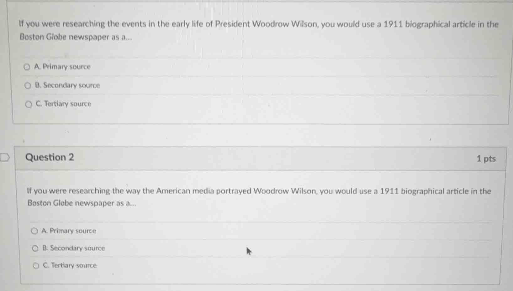 if you were researching the events in the early life of president woodr…