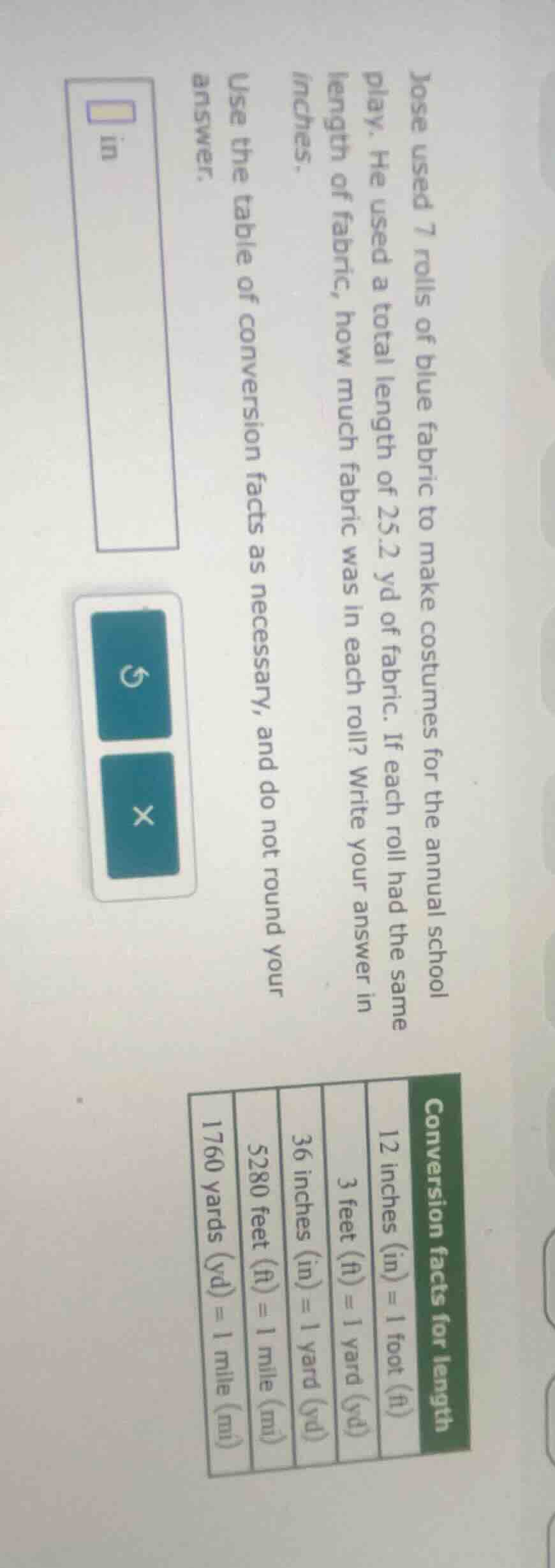 jose used 7 rolls of blue fabric to make costumes for the annual school…