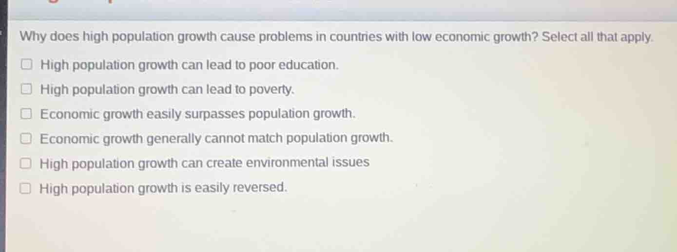 why does high population growth cause problems in countries with low ec…