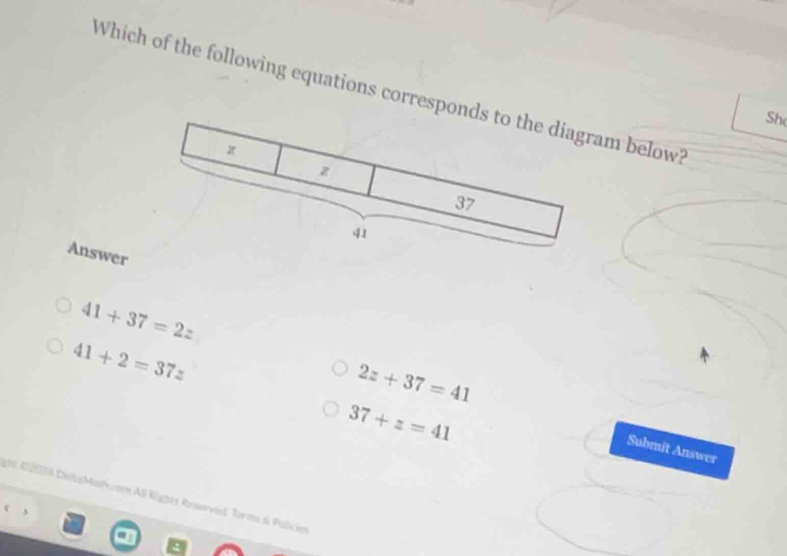 which of the following equations corresponds to the diagram below?answe…