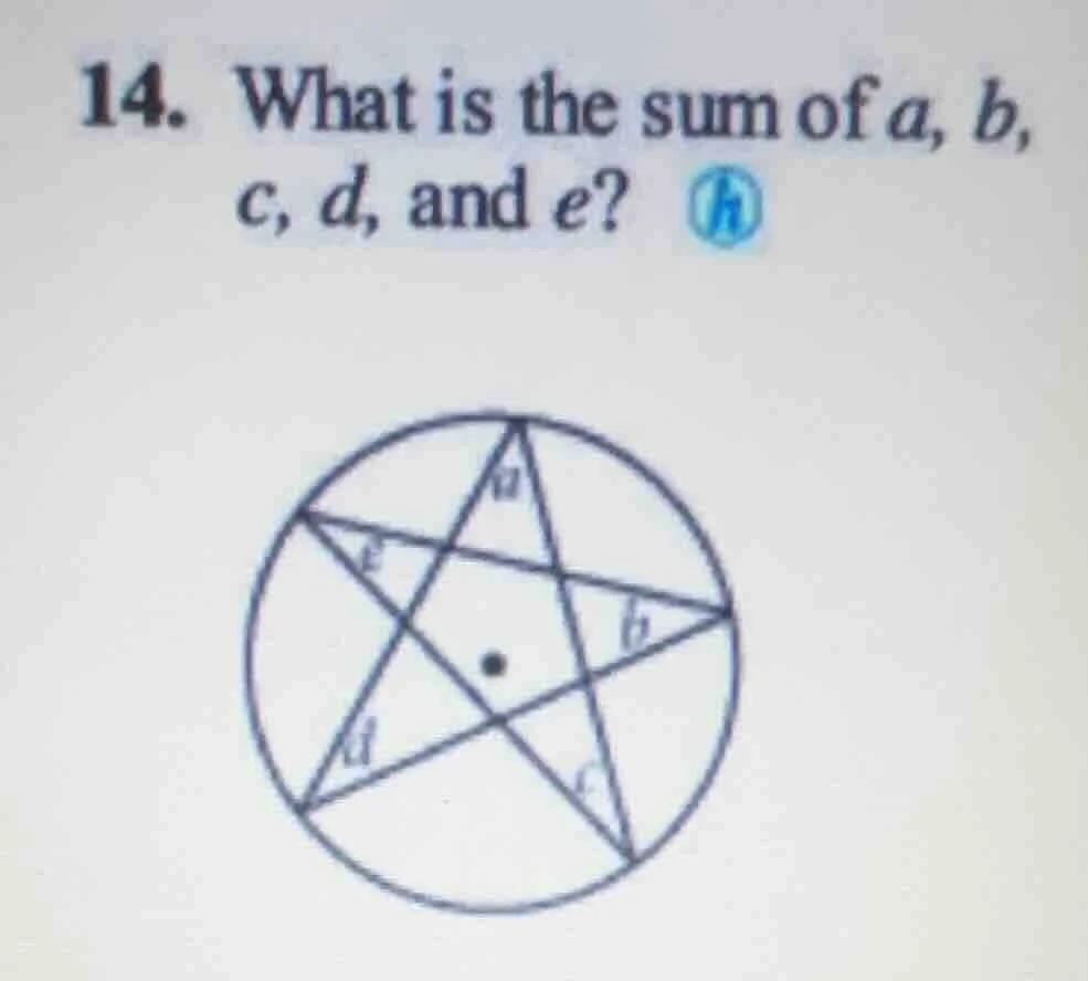 14. what is the sum of a, b, c, d, and e?